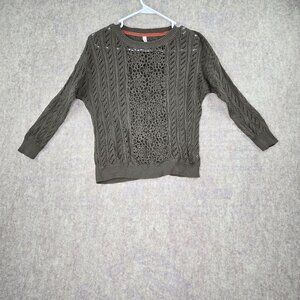 Xhilaration Women’s Small Olive Green Open Knit Lightweight Sweater 100% Cotton